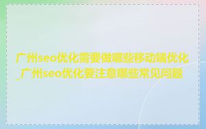 广州seo优化需要做哪些移动端优化_广州seo优化要注意哪些常见问题
