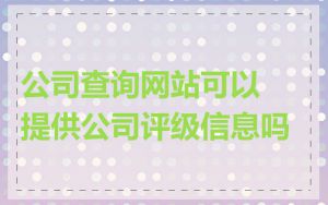 公司查询网站可以提供公司评级信息吗
