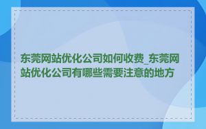 东莞网站优化公司如何收费_东莞网站优化公司有哪些需要注意的地方