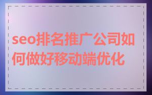 seo排名推广公司如何做好移动端优化