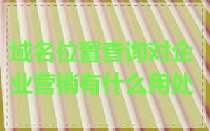 域名位置查询对企业营销有什么用处