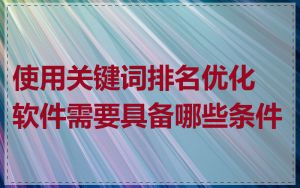 使用关键词排名优化软件需要具备哪些条件