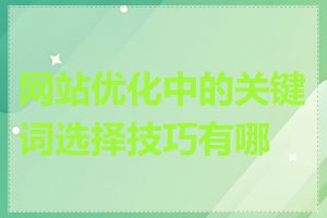 网站优化中的关键词选择技巧有哪些