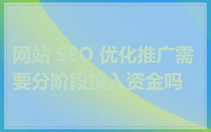 网站 SEO 优化推广需要分阶段投入资金吗