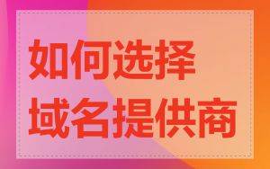 如何选择域名提供商