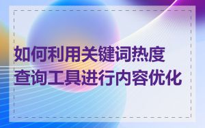 如何利用关键词热度查询工具进行内容优化