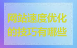 网站速度优化的技巧有哪些
