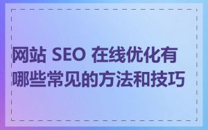 网站 SEO 在线优化有哪些常见的方法和技巧