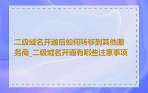 二级域名开通后如何转移到其他服务商_二级域名开通有哪些注意事项