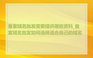 备案域名批发需要提供哪些资料_备案域名批发如何选择适合自己的域名