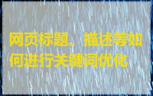 网页标题、描述等如何进行关键词优化