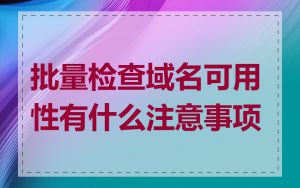 批量检查域名可用性有什么注意事项
