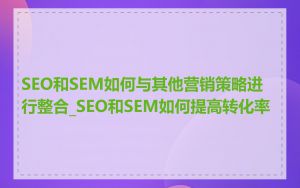 SEO和SEM如何与其他营销策略进行整合_SEO和SEM如何提高转化率