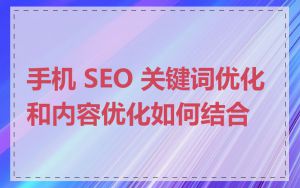 手机 SEO 关键词优化和内容优化如何结合