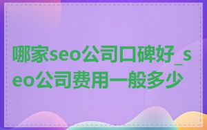 哪家seo公司口碑好_seo公司费用一般多少