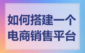 如何搭建一个电商销售平台