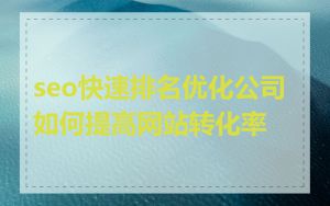 seo快速排名优化公司如何提高网站转化率