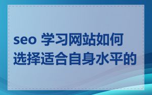 seo 学习网站如何选择适合自身水平的