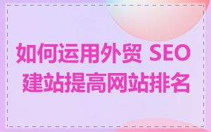 如何运用外贸 SEO 建站提高网站排名