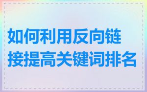 如何利用反向链接提高关键词排名