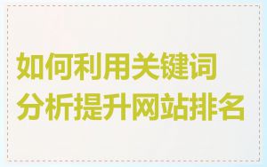 如何利用关键词分析提升网站排名