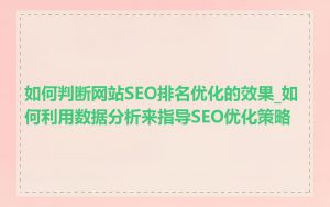 如何判断网站SEO排名优化的效果_如何利用数据分析来指导SEO优化策略