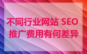 不同行业网站 SEO 推广费用有何差异