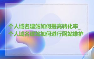 个人域名建站如何提高转化率_个人域名建站如何进行网站维护
