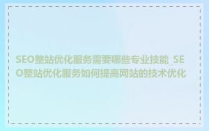 SEO整站优化服务需要哪些专业技能_SEO整站优化服务如何提高网站的技术优化