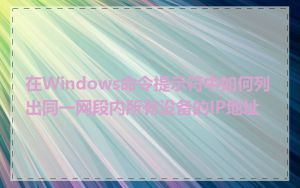 在Windows命令提示符中如何列出同一网段内所有设备的IP地址