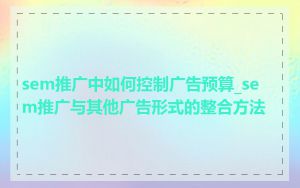sem推广中如何控制广告预算_sem推广与其他广告形式的整合方法