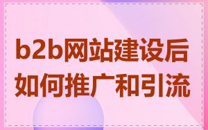b2b网站建设后如何推广和引流