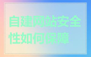 自建网站安全性如何保障