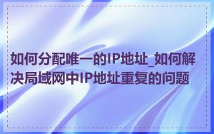 如何分配唯一的IP地址_如何解决局域网中IP地址重复的问题