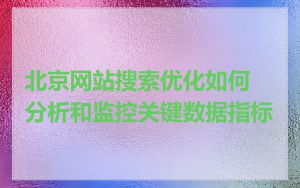 北京网站搜索优化如何分析和监控关键数据指标