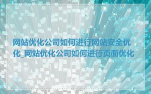 网站优化公司如何进行网站安全优化_网站优化公司如何进行页面优化