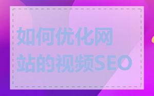 如何优化网站的视频SEO