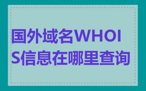 国外域名WHOIS信息在哪里查询