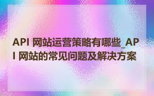 API 网站运营策略有哪些_API 网站的常见问题及解决方案