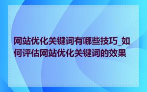 网站优化关键词有哪些技巧_如何评估网站优化关键词的效果