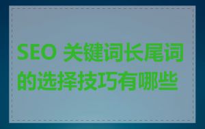 SEO 关键词长尾词的选择技巧有哪些
