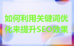 如何利用关键词优化来提升SEO效果