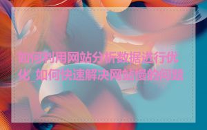 如何利用网站分析数据进行优化_如何快速解决网站慢的问题