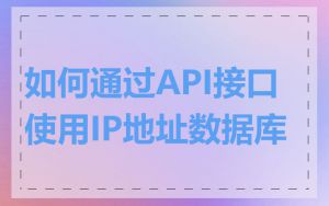 如何通过API接口使用IP地址数据库