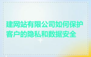 建网站有限公司如何保护客户的隐私和数据安全