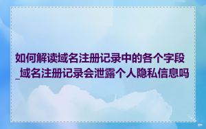 如何解读域名注册记录中的各个字段_域名注册记录会泄露个人隐私信息吗