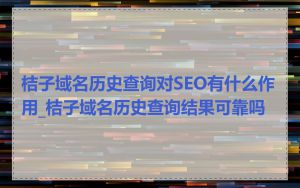 桔子域名历史查询对SEO有什么作用_桔子域名历史查询结果可靠吗