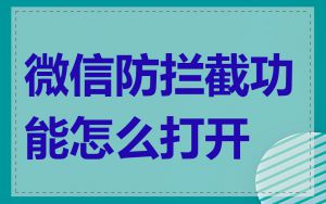 微信防拦截功能怎么打开