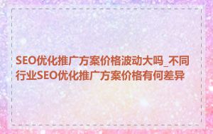 SEO优化推广方案价格波动大吗_不同行业SEO优化推广方案价格有何差异
