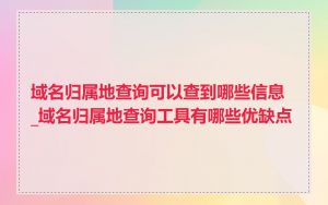 域名归属地查询可以查到哪些信息_域名归属地查询工具有哪些优缺点